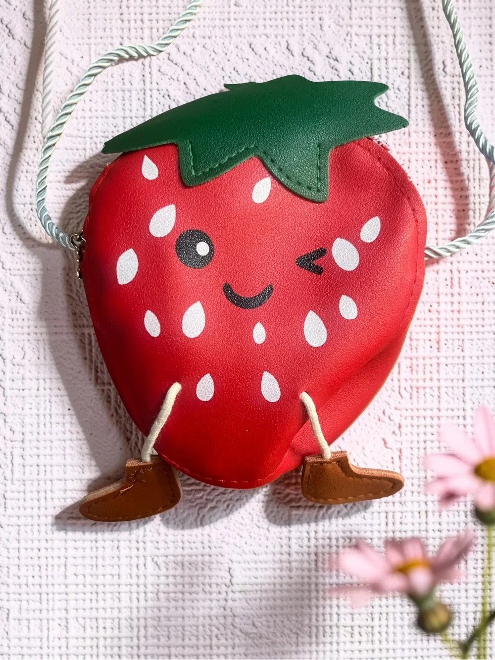 Girls Strawberry Shaped Mini Crossbody Bag Novelty Fruit Purse
